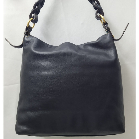 Dooney & Bourke Florentine Black Leather Tassel Zipper Closure Hobo Shoulder Bag - Picture 4 of 16